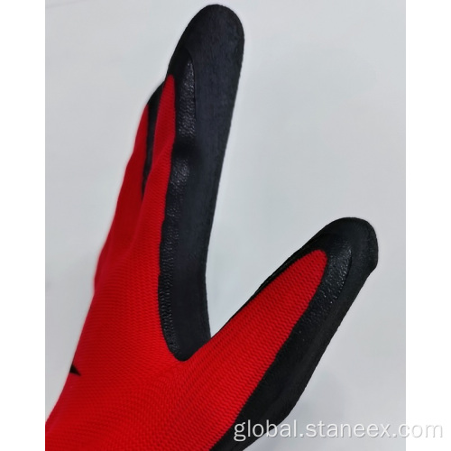 Chemical Gloves Industrial Polyester Latex Foam Coated Crinkle Safety Gloves Factory